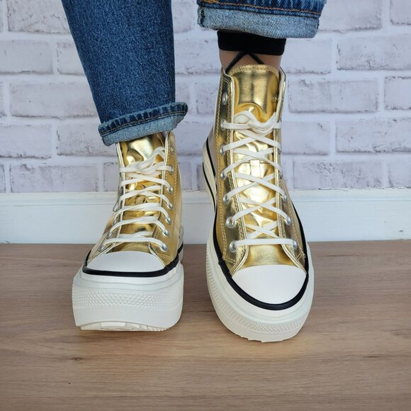 ⭐Chuck Taylor All Star Lift Double Stack Gold 12 Women's Shoes Sneakers A15164C - Picture 5 of 12